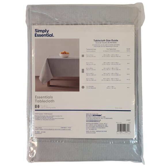 Simply Essential Gray Square Tablecloth 70 “x 70” Bed Bath & Beyond. - Picture 2 of 4